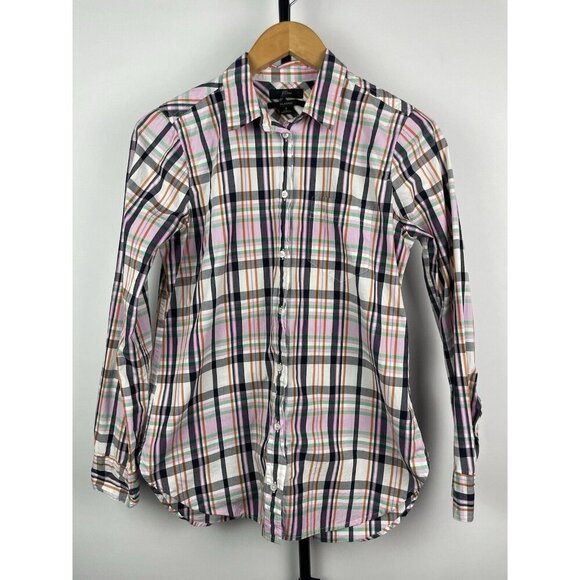 J. Crew Tops - J. Crew Multicolor Plaid Classic Fit Long Sleeve Button Down Collared Top Size 2